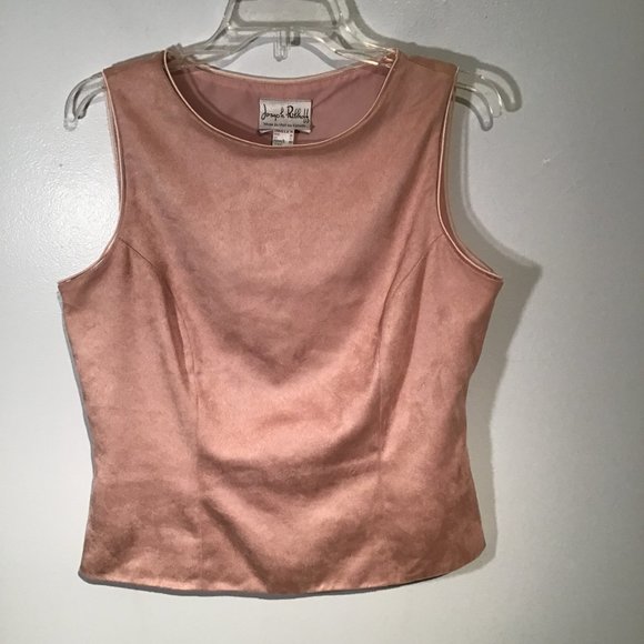 Vintage Joseph Ribkoff Faux Suede Sleeveless Top Size 10 - Picture 7 of 10